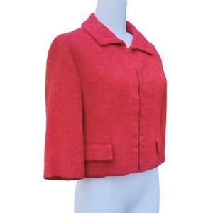 CHRISTIAN DIOR VINTAGE Crop Lady Jacket.  (Circa 1950s). Lipstick Red. Small.
